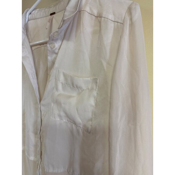 Free People Womens White Sheer Button-Down Blouse S - Picture 4 of 9